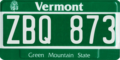 VT license plate ZBQ873