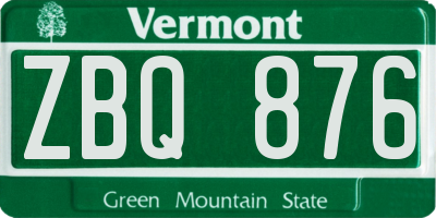 VT license plate ZBQ876
