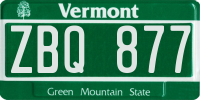 VT license plate ZBQ877