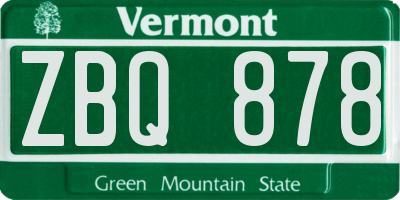 VT license plate ZBQ878