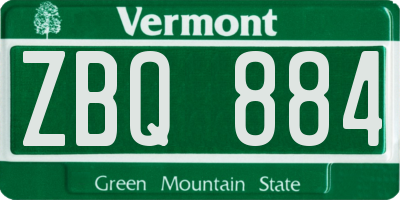 VT license plate ZBQ884