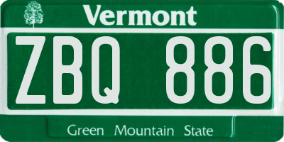 VT license plate ZBQ886
