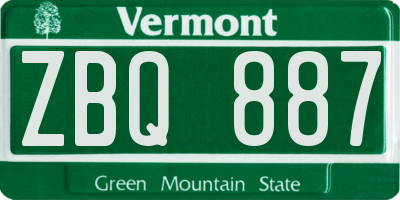 VT license plate ZBQ887
