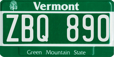 VT license plate ZBQ890