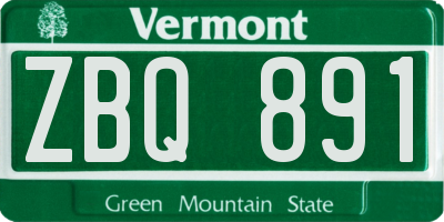 VT license plate ZBQ891