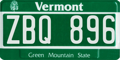 VT license plate ZBQ896