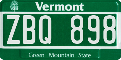 VT license plate ZBQ898