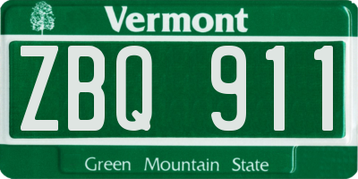VT license plate ZBQ911