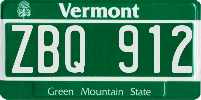 VT license plate ZBQ912