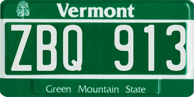 VT license plate ZBQ913
