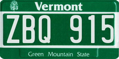 VT license plate ZBQ915