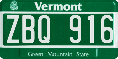 VT license plate ZBQ916