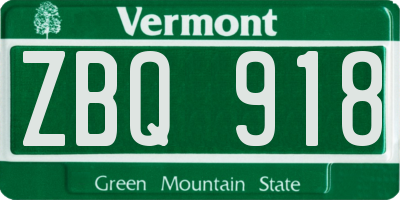 VT license plate ZBQ918