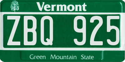 VT license plate ZBQ925