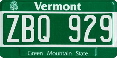 VT license plate ZBQ929
