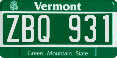 VT license plate ZBQ931