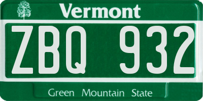 VT license plate ZBQ932