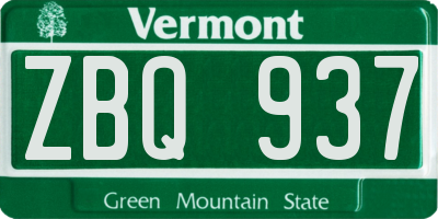 VT license plate ZBQ937