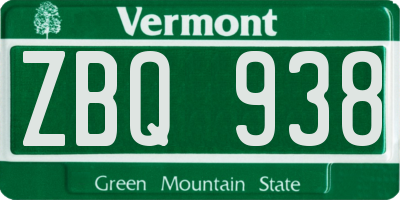 VT license plate ZBQ938