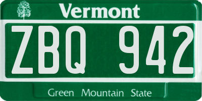 VT license plate ZBQ942