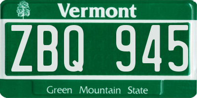 VT license plate ZBQ945