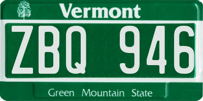 VT license plate ZBQ946