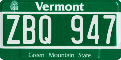 VT license plate ZBQ947