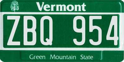 VT license plate ZBQ954