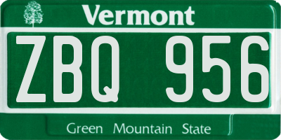 VT license plate ZBQ956
