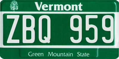 VT license plate ZBQ959