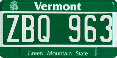 VT license plate ZBQ963