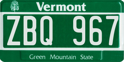 VT license plate ZBQ967