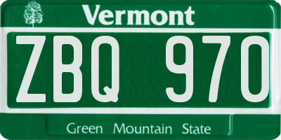 VT license plate ZBQ970