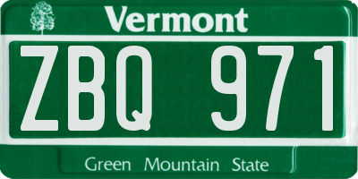 VT license plate ZBQ971