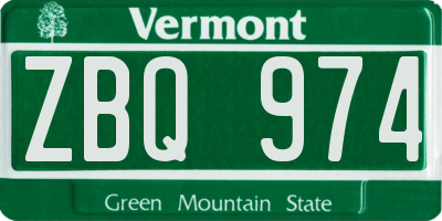 VT license plate ZBQ974