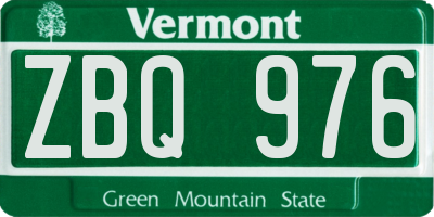VT license plate ZBQ976