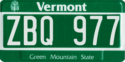 VT license plate ZBQ977