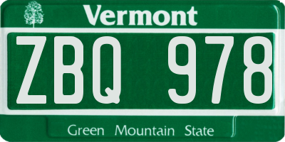 VT license plate ZBQ978