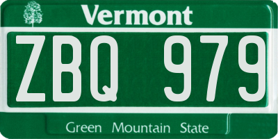 VT license plate ZBQ979