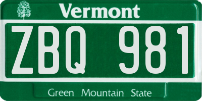 VT license plate ZBQ981