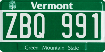 VT license plate ZBQ991