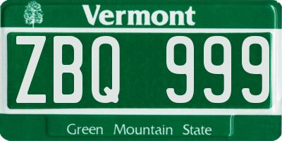 VT license plate ZBQ999