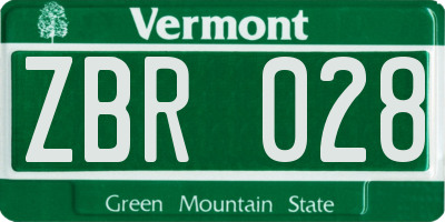 VT license plate ZBR028