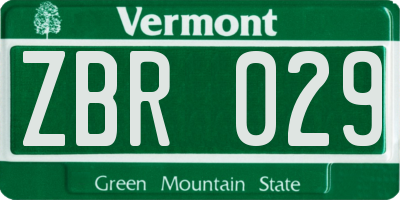 VT license plate ZBR029