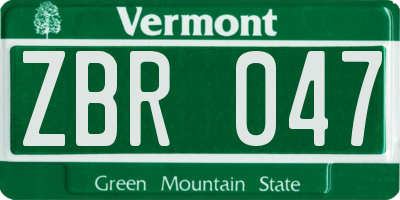 VT license plate ZBR047