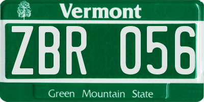 VT license plate ZBR056