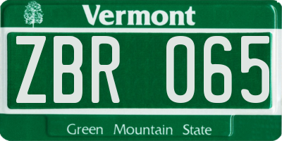 VT license plate ZBR065