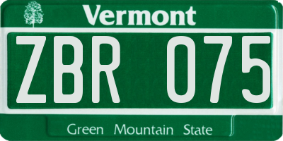 VT license plate ZBR075