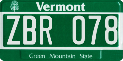 VT license plate ZBR078
