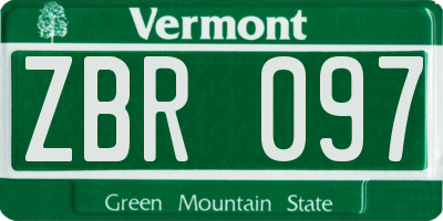 VT license plate ZBR097